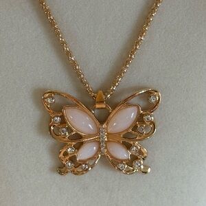 NW0T Elegant Rose Golden Butterfly Necklace Fashion Jewelry Women Chain 12inches